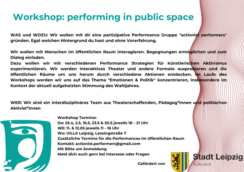 Bild zu: Workshop: Performing in public space (interactive theatre) - Bildvergrößerung